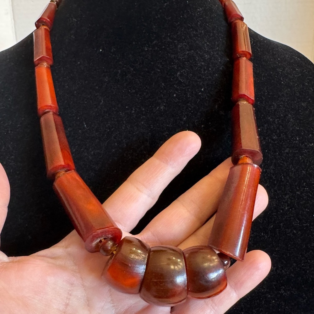 Rare Burmese Amber Bead Mizoram Fossil Tribal Necklace Ethnic Late 19th Century